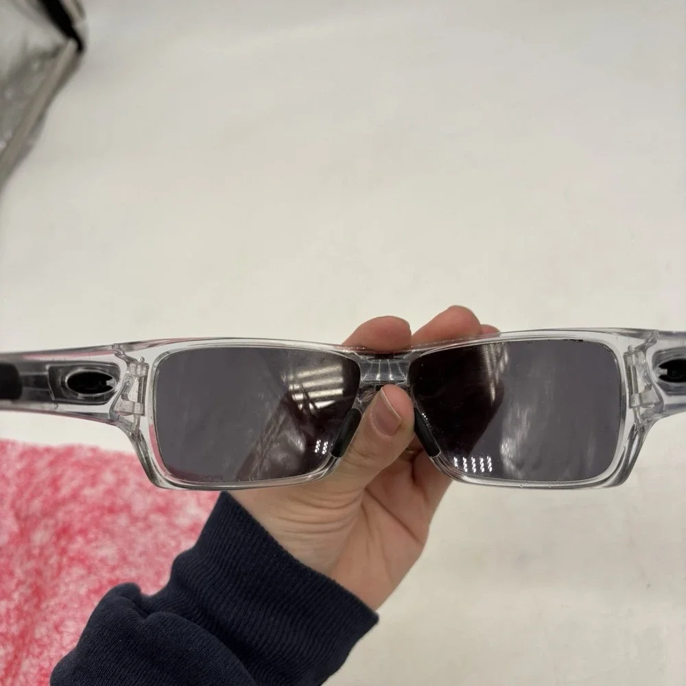 Oakley Turbine Rotor Clear Sunglasses Broken Hinge And Missing Nose Pads
